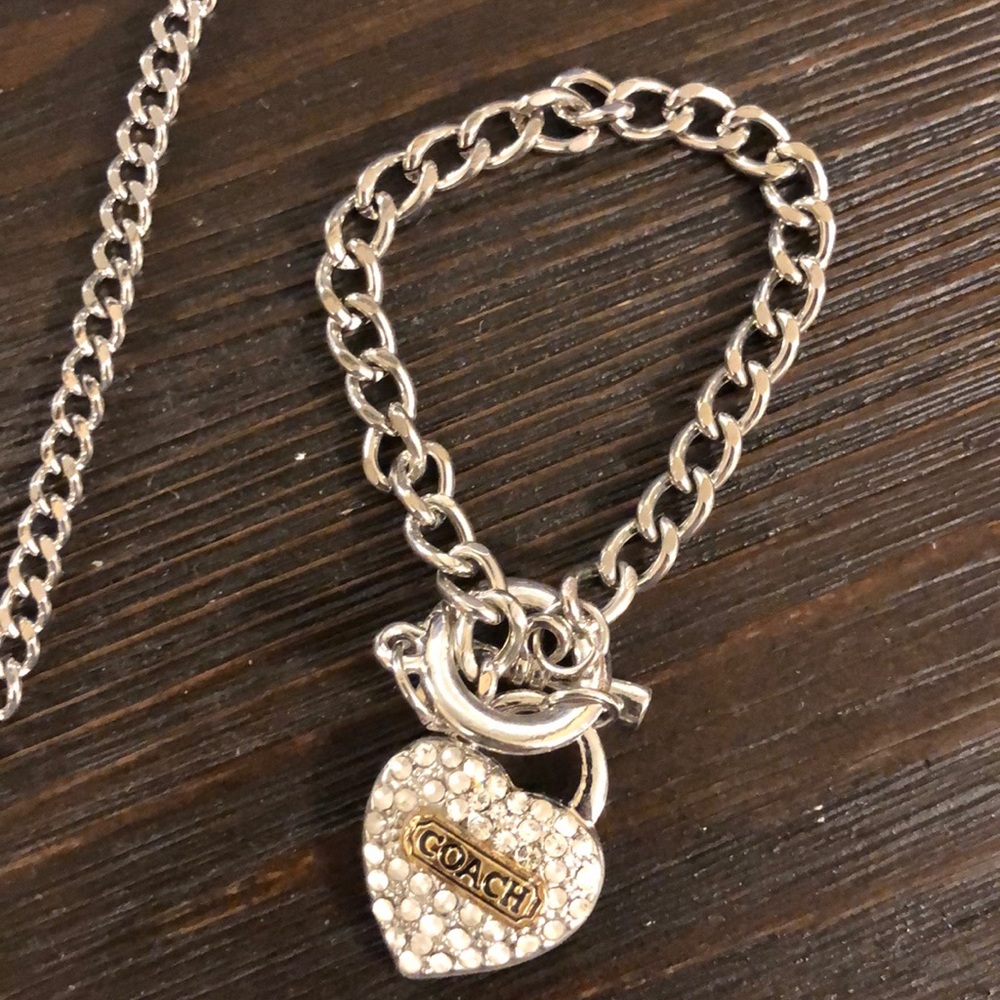 Coach silver bracelet and necklace set
